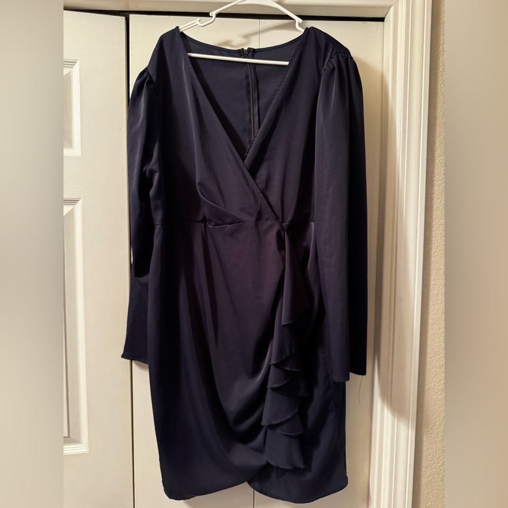 Women's Long Sleeve Navy Wrap Dress
